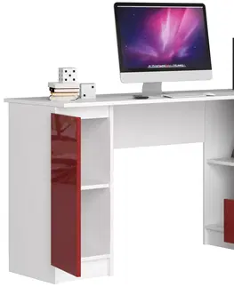 Písacie stoly Moderný písací stôl SCYL155P, biely / červený lesk