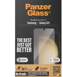 Ochranné fólie pre mobilné telefóny Ochranné sklo PanzerGlass Re:fresh UWF s aplikátorom pre Samsung Galaxy S24, čierne 7350
