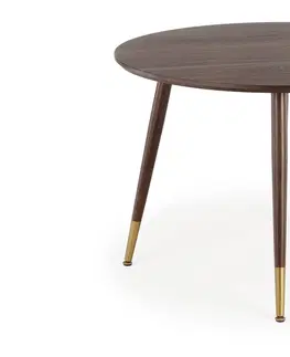 Jedálenské stoly HALMAR Domenico okrúhly jedálenský stôl orech / zlatá