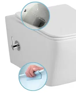 Záchody SAPHO - PORTO CLEANWASH závesná WC misa Rimless, integrovaná batéria a bidetová spŕška 36x52cm, biela PZ102RX