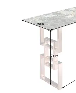 Konferenčné stolíky LuxD Dizajnová konzola Salus 100 cm tyrkysová - vzor mramor