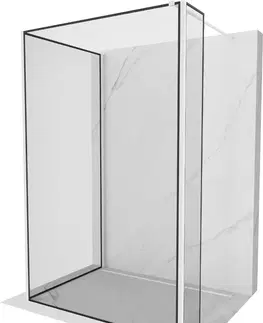 Sprchové dvere MEXEN/S - Kyoto Sprchová zástena WALK-IN 140 x 80 x 30 cm, čierny vzor, biela 800-140-080-221-20-70-030