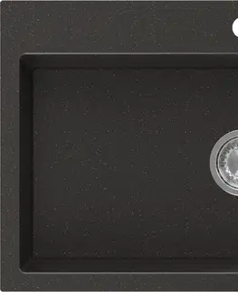 Kuchynské drezy MEXEN MEXEN - Omar granitový drez 800 x 480 mm, čierna / zlatá metalik, sifón chróm 6520801005-75