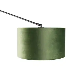 Nastenne lampy Nástenná lampa čierna s velúrovým tienidlom zeleným 35 cm nastaviteľná - Blitz