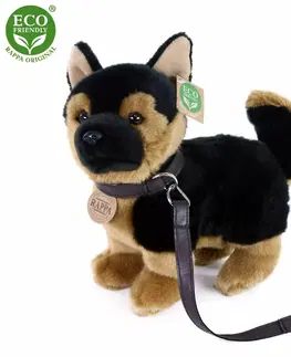 Plyšové hračky RAPPA - Plyšový pes nemecký ovčiak s vodítkom stojace 23 cm ECO-FRIENDLY