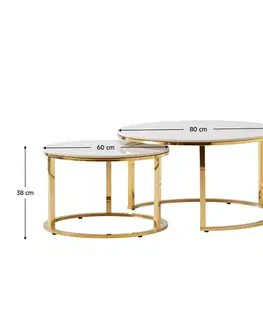 Konferenčné stolíky Konferenčné stolíky, set 2 ks, zlatá/imitácia mramoru, DEVNET 2 NEW
