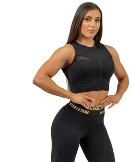 Dámske tielka Dámsky crop top Nebbia INTENSE Mesh 842 Black/Gold - S