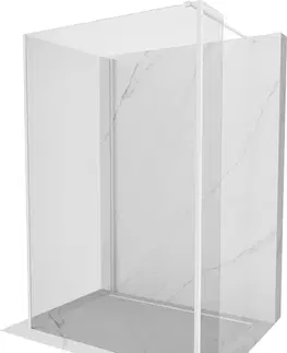 Sprchové dvere MEXEN/S - Kyoto Sprchová zástena WALK-IN 130 x 90 x 40 cm, transparent, biela 800-130-090-221-20-00-040