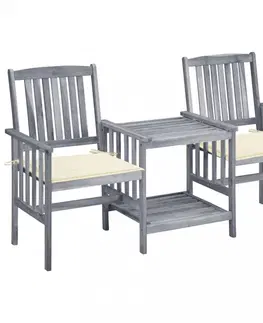 Zahradné stoličky Zaradné stoličky so stolíkom akácia / látka Dekorhome Béžová