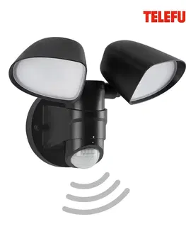 Vonkajšie nástenné svietidlá so senzorom Telefunken LED exteriérové bodové svetlá Bilbao 2-pl. čierna