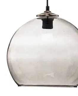 Závesné svietidlá Solbika Lighting Závesná lampa guľa sklenené guľové tienidlo dymovo sivé Ø 30cm