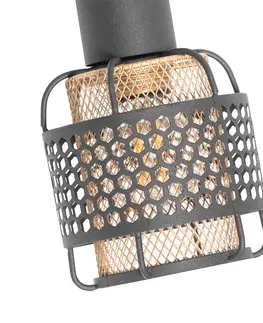 Bodove svetla Dizajnové stropné svietidlo čierne so zlatým 4-svetlým podlhovastým - Noud