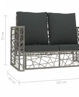 Záhradné sedacie súpravy 2dielna záhradný sedacia súprava s poduškami polyratan Dekorhome