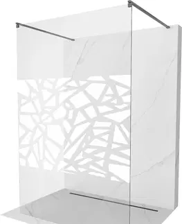 Sprchové dvere MEXEN/S - Kyoto samostatne stojaca sprchová zástena 120 x 200, biely vzor 8 mm, kartáčováný grafit 800-120-002-66-85