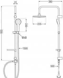 Sprchy a sprchové panely MEXEN/S - Erik sprchový stĺp vrátane sprchovej termostatickej batérie Kai, chróm 77100205-00