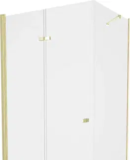 Vane MEXEN/S - Lima sprchovací kút zalamovacie dvere 100 x 90 cm, transparent, zlatý + Flat čierna vanička so sifónom 856-100-090-50-00-4070G