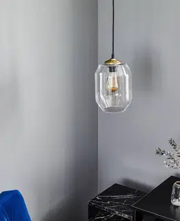 Závesné svietidlá Solbika Lighting Závesná lampa Barrel tienidlo ručne fúkané, číra