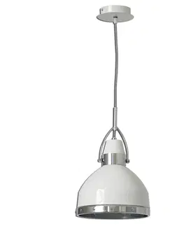 Závesné svietidlá Näve Biela závesná lampa Britta v priemyselnom dizajne