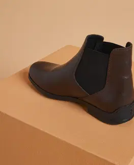 obuv Jazdecká kožená obuv - perká 500 hnedá