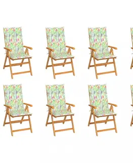 Zahradné stoličky Záhradná polohovacie stolička 8 ks akácie / látka Dekorhome Béžová