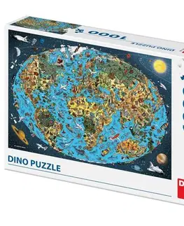 1000 dielikov Dino Toys Puzzle Kreslená mapa sveta 1000 Dino