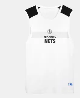 tričká Detské spodné basketbalové tielko UT500 NBA Nets biele