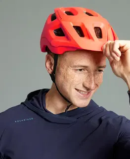 cyklistick Prilba na horskú cyklistiku EXPL 500 žiarivá oranžová