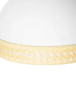 Zavesne lampy Orientálna závesná lampa biela s ratanovými 3 svetlami - Magna Rotan