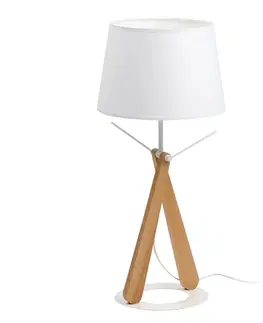Stolové lampy Aluminor Stolová lampa Zazou LT biela/svetlé drevo