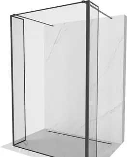 Sprchové dvere MEXEN/S - Kyoto Sprchová zástena WALK-IN voľne stojaca 110 x 30 x 30 cm, čierny vzor, čierna 800-110-030-222-70-70-030