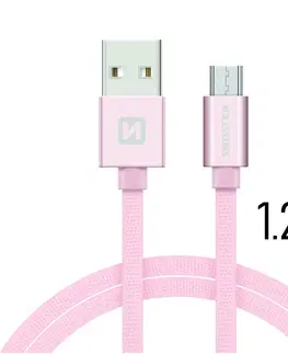 Dáta príslušenstvo Dátový kábel Swissten textilný s Micro-USB konektorom a podporou rýchlonabíjania, Rose Gold 71522205