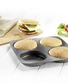 Formy na pečenie Westmark Perforovaná forma na 4 burger žemle Big, pr. 12 cm