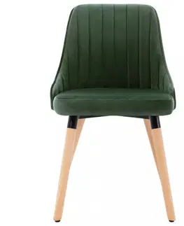 Jedálenské stoličky a kreslá Jedálenská stolička 2 ks zamat / buk Dekorhome Zelená