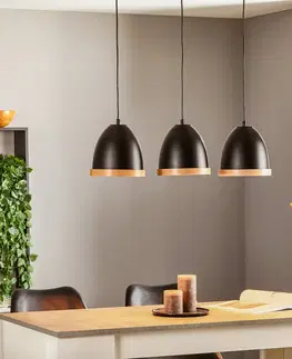 Závesné svietidlá Eko-Light Závesná lampa Studio drevený dekór 3-pl čierna