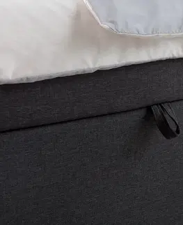 Postele NABBI Anzia 160 čalúnená manželská posteľ s úložným priestorom čierna (Soft 11)