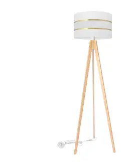 Lampy  Stojacia lampa HELEN 1xE27/60W/230V biela/zlatá/borovica 