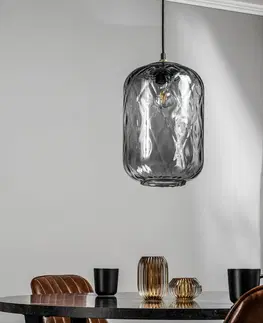 Závesné svietidlá Solbika Lighting Závesná lampa Tezeusz sklo, dymová sivá Ø 24 cm