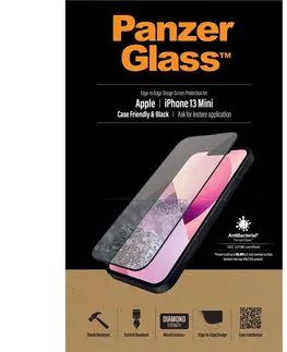 Ochranné fólie pre mobilné telefóny Ochranné temperované sklo PanzerGlass Case Friendly pre Apple iPhone 13 Mini, čierna PRO2744