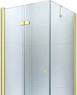 Vane MEXEN/S - Lima sprchovací kút zalamovací 90x100 cm, sklo transparent, zlatá + vanička 856-090-100-50-00-4010