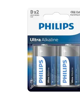 Predlžovacie káble Philips Philips LR20E2B/10 - 2 ks Alkalická batéria D ULTRA ALKALINE 1,5V 15000mAh 