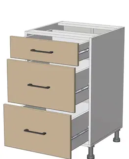 Kuchynské skrinky dolná skrinka so zásuvkami š.50, v.82, Modena LD12S5082, grafit / antracit