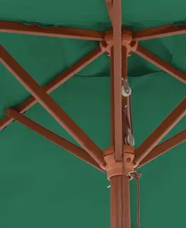 Slnečníky Záhradný slnečník s drevenou tyčou 150 x 200 cm Piesková