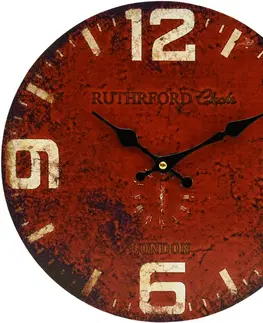 Hodiny Drevené nástenné hodiny london FaC001, červené 30cm 