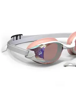plávanie Plavecké okuliare BFit zrkadlové sklá jednotná veľkosť bielo-ružové