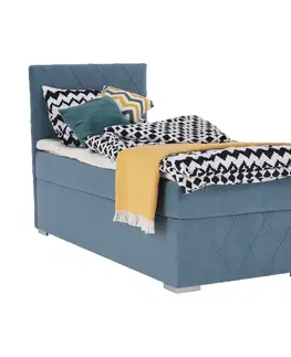 Postele Boxspringová posteľ, jednolôžko, modrá, 90x200, ľavá, PAXTON