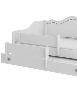 Postele NABBI Elisa II detská posteľ s prístelkou a matracmi 80x160 cm biela / sivý vzor