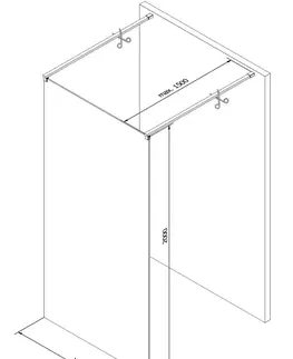 Sprchové dvere MEXEN/S - Kioto Sprchová zástena WALK-IN voľne stojaca 140 x 200 cm, čierna vzor 8 mm, čierna 800-140-002-70-77