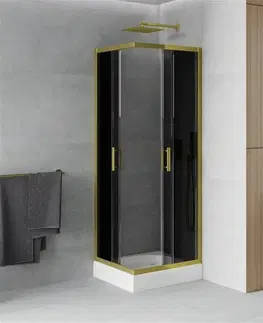 Vane MEXEN/S - Rio sprchovací kút štvorec 70 x 70 cm, grafit, zlato + vanička Rio vrátane výpuste 860-070-070-50-40-4510