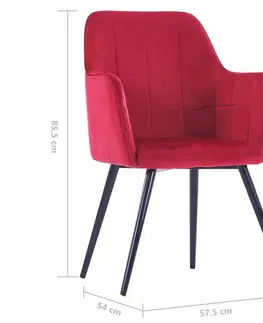 Jedálenské stoličky a kreslá Jedálenská stolička 6 ks zamat / oceľ Dekorhome Červená