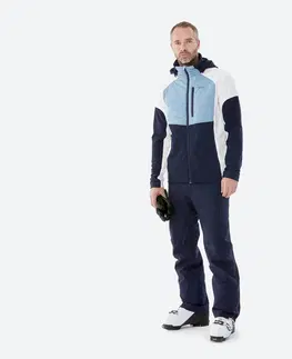 bundy a vesty Pánska ľahká a nepremokavá lyžiarska bunda tmavomodro-svetlomodro-biela